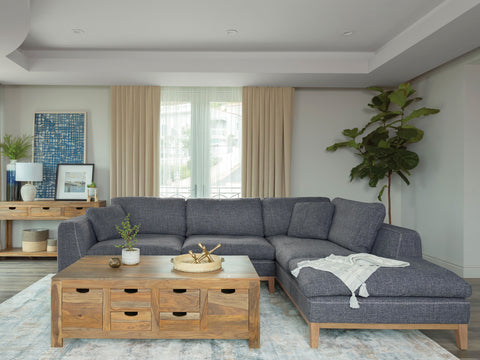 Anges Upholstered Track Arm Sectional Sofa GreyGrey