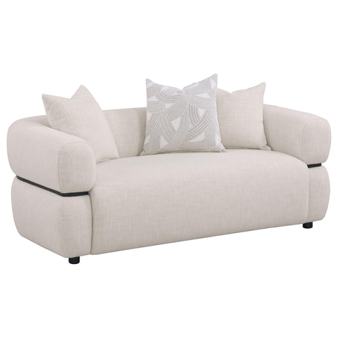 Cambria 2-piece Fabric Upholstered Round Arm Sofa Set Beige