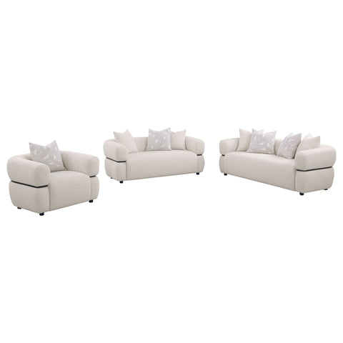 Cambria 3-piece Fabric Upholstered Round Arm Sofa Set Beige