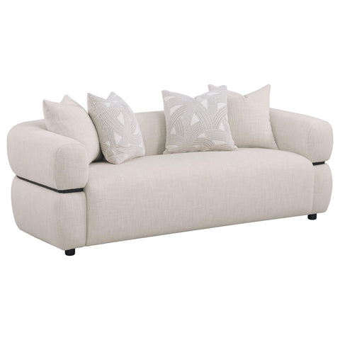 Cambria 84-inch Fabric Upholstered Round Arm Sofa Beige