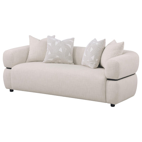 Cambria 84-inch Fabric Upholstered Round Arm Sofa Beige