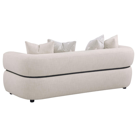 Cambria 84-inch Fabric Upholstered Round Arm Sofa Beige