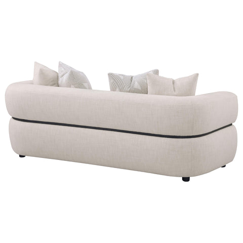 Cambria 84-inch Fabric Upholstered Round Arm Sofa Beige