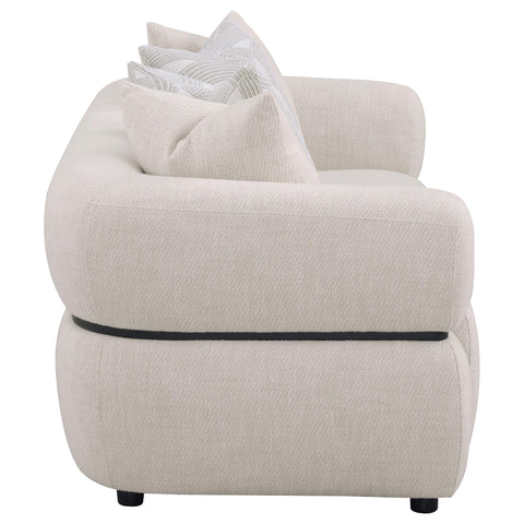 Cambria 84-inch Fabric Upholstered Round Arm Sofa Beige