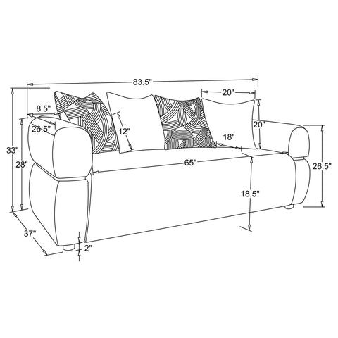 Cambria 84-inch Fabric Upholstered Round Arm Sofa Beige