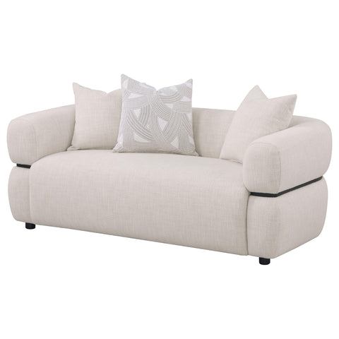 Cambria 73-inch Fabric Upholstered Round Arm Loveseat Beige