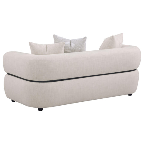 Cambria 73-inch Fabric Upholstered Round Arm Loveseat Beige