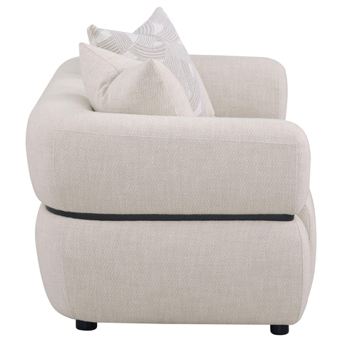 Cambria 73-inch Fabric Upholstered Round Arm Loveseat Beige