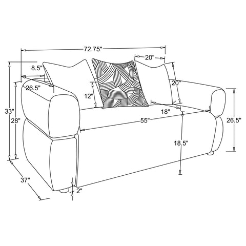 Cambria 73-inch Fabric Upholstered Round Arm Loveseat Beige