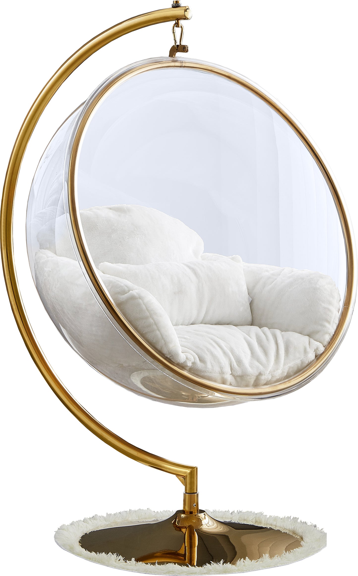 Tuft White Faux Fur Acrylic Swing Accent Chair Fur