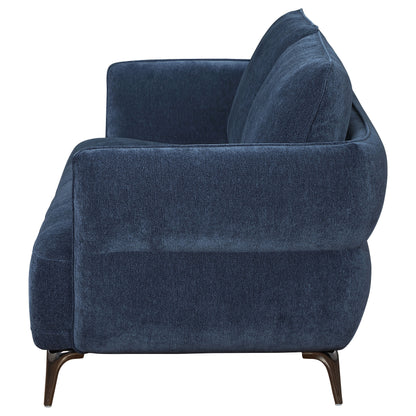 Monterey Chenille Upholstered Modern Track Arm Sofa BlueBlue