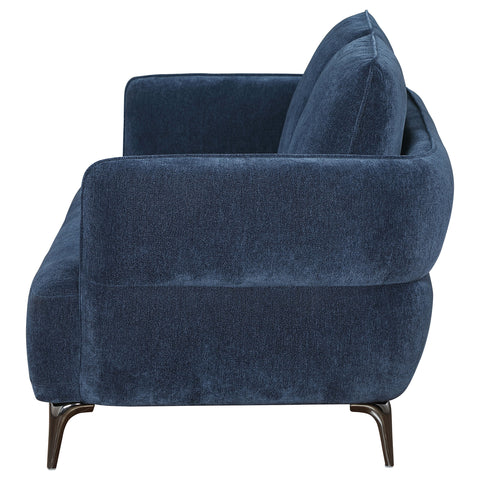 Monterey Chenille Upholstered Modern Track Arm Loveseat BlueBlue