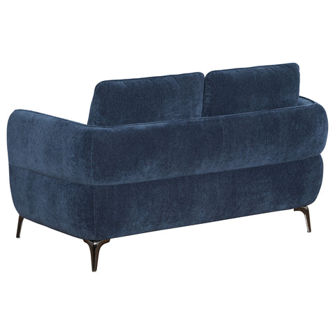 Monterey Chenille Upholstered Modern Track Arm Loveseat BlueBlue