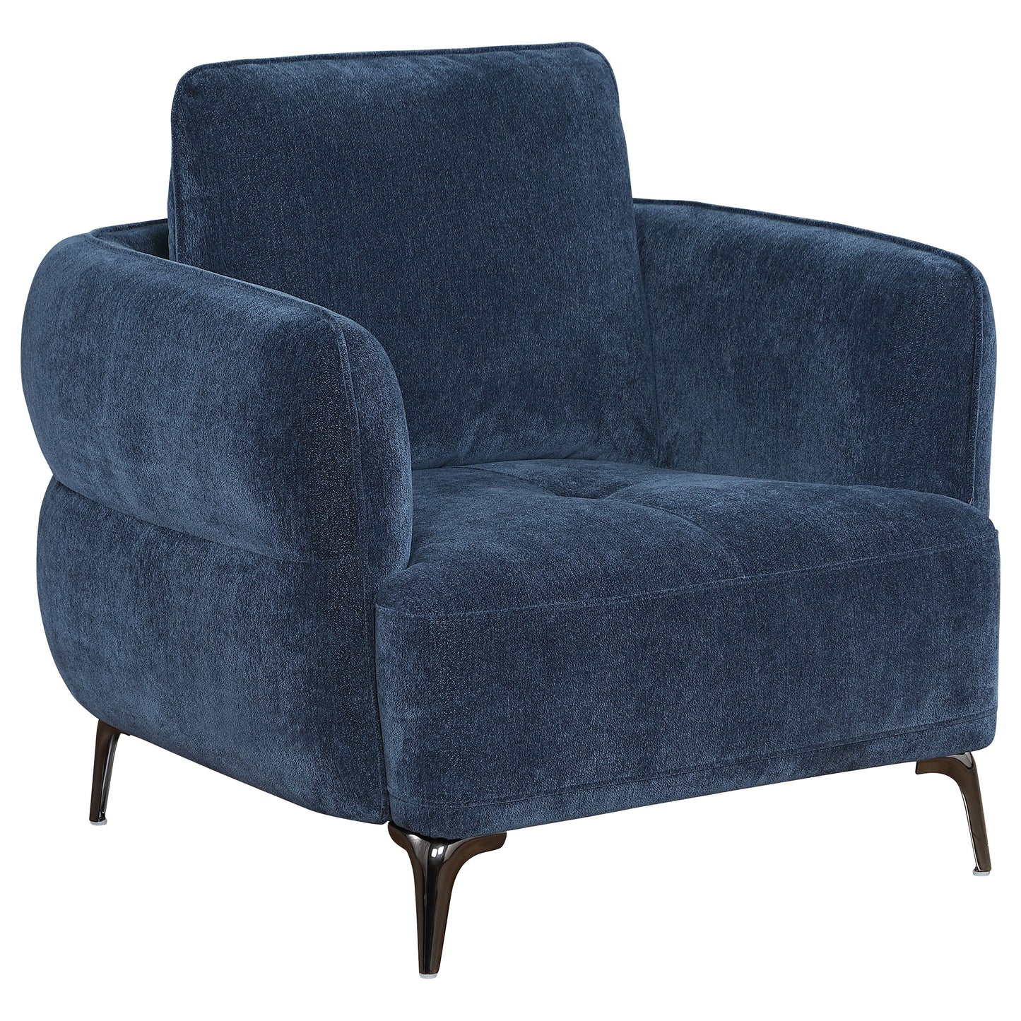 monterey chenille upholstered modern track arm chair blueblue