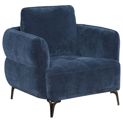 Monterey Chenille Upholstered Modern Track Arm Chair BlueBlue