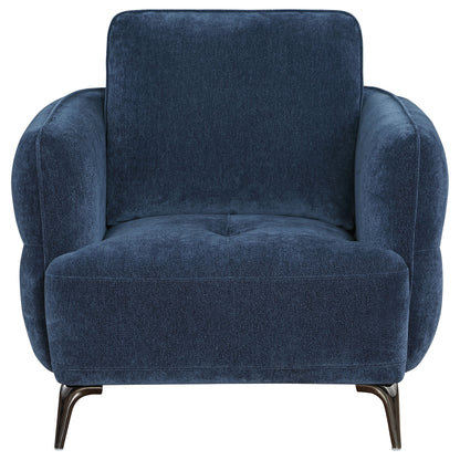 Monterey Chenille Upholstered Modern Track Arm Chair BlueBlue