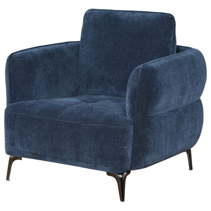 Monterey Chenille Upholstered Modern Track Arm Chair BlueBlue