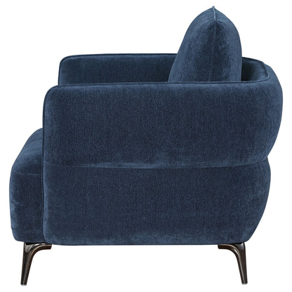 Monterey Chenille Upholstered Modern Track Arm Chair BlueBlue