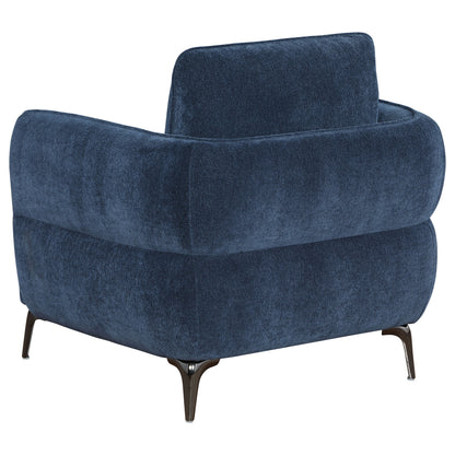 Monterey Chenille Upholstered Modern Track Arm Chair BlueBlue