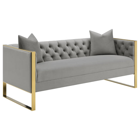 Lakeview Velvet Upholstered Tufted Sofa Grey