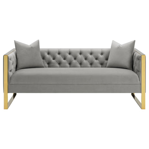Lakeview Velvet Upholstered Tufted Sofa Grey