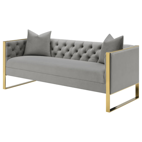 Lakeview Velvet Upholstered Tufted Sofa Grey