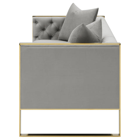 Lakeview Velvet Upholstered Tufted Sofa Grey