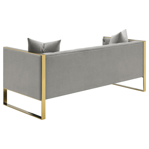 Lakeview Velvet Upholstered Tufted Sofa Grey