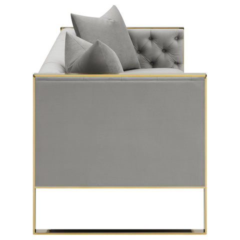 Lakeview Velvet Upholstered Tufted Sofa Grey