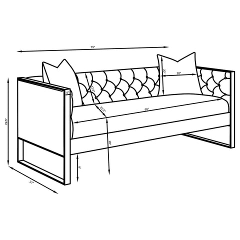 Lakeview Velvet Upholstered Tufted Sofa Grey