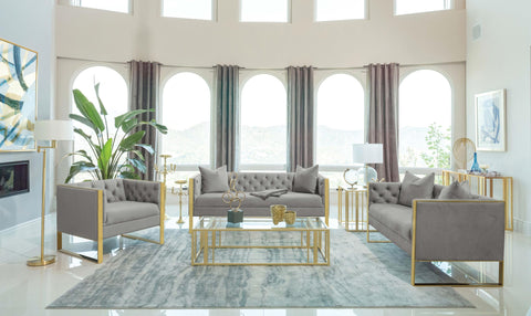 Lakeview Velvet Upholstered Tufted Sofa Grey
