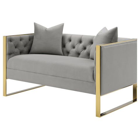 Lakeview Velvet Upholstered Tufted Loveseat Grey