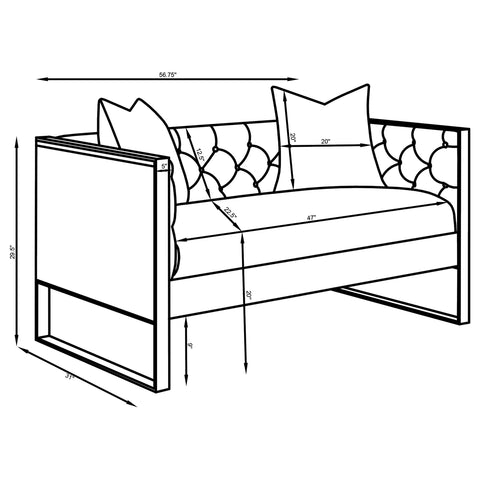 Lakeview Velvet Upholstered Tufted Loveseat Grey