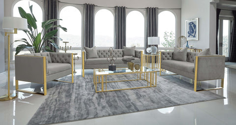 Lakeview Velvet Upholstered Tufted Loveseat Grey