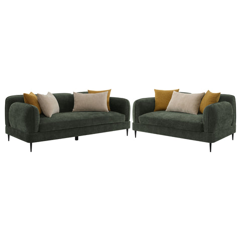 Guillen 2-piece Chenille Upholstered Sofa Set GreenGreen