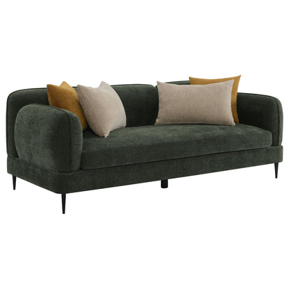 Guillen Chenille Upholstered Modern Track Arm Sofa GreenGreen