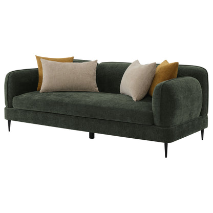 Guillen Chenille Upholstered Modern Track Arm Sofa GreenGreen