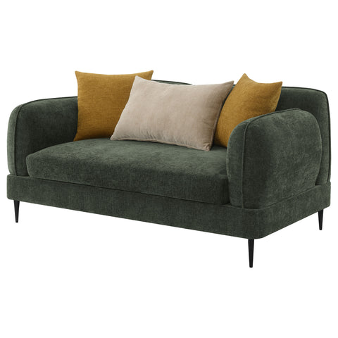 Guillen Chenille Upholstered Modern Track Arm Loveseat GreenGreen