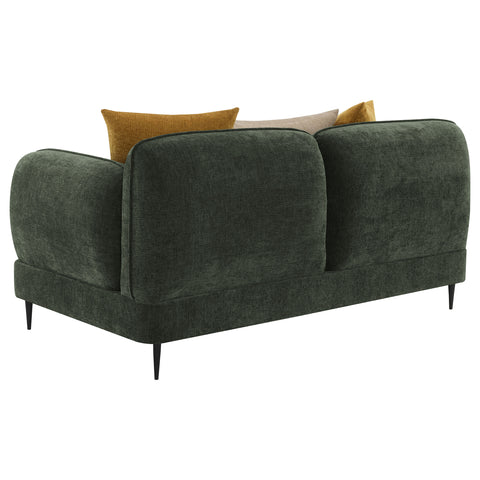 Guillen Chenille Upholstered Modern Track Arm Loveseat GreenGreen