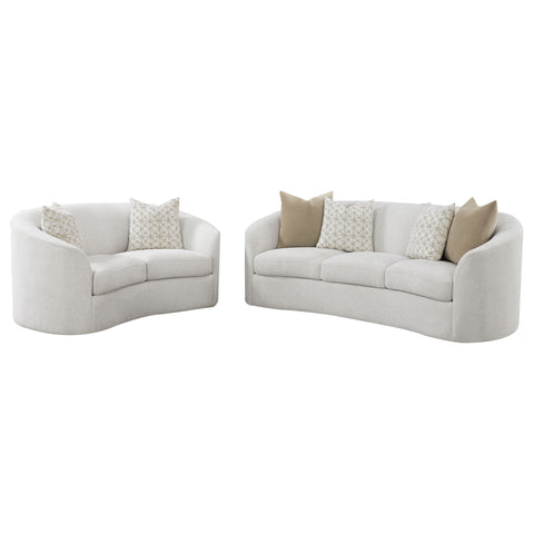 Cascade 2-piece Boucle Upholstered Sloped Arm Sofa Set LatteLatte