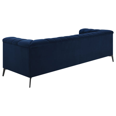 Addison 2-piece Upholstered Tuxedo Arm Tufted Sofa Set BlueBlue