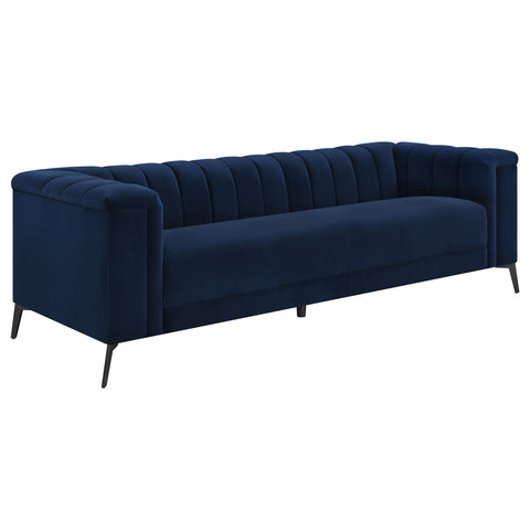 Addison Upholstered Tuxedo Arm Tufted Sofa BlueBlue