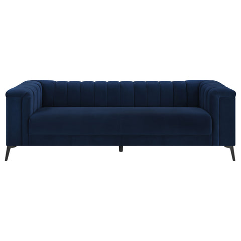 Addison Upholstered Tuxedo Arm Tufted Sofa BlueBlue