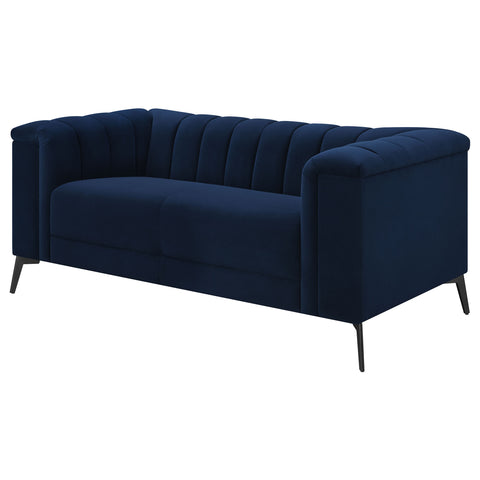 Addison Upholstered Tuxedo Arm Tufted Loveseat BlueBlue