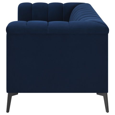 Addison Upholstered Tuxedo Arm Tufted Loveseat BlueBlue