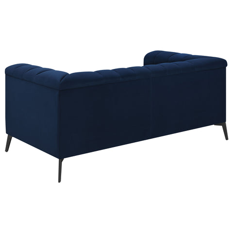 Addison Upholstered Tuxedo Arm Tufted Loveseat BlueBlue