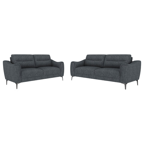 Carmen 2-piece Upholstered Sofa Set Charcoal