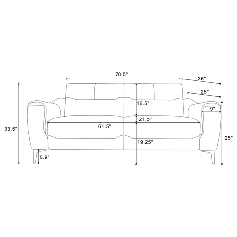 Carmen Upholstered Sloped Track Arm Sofa Charcoal
