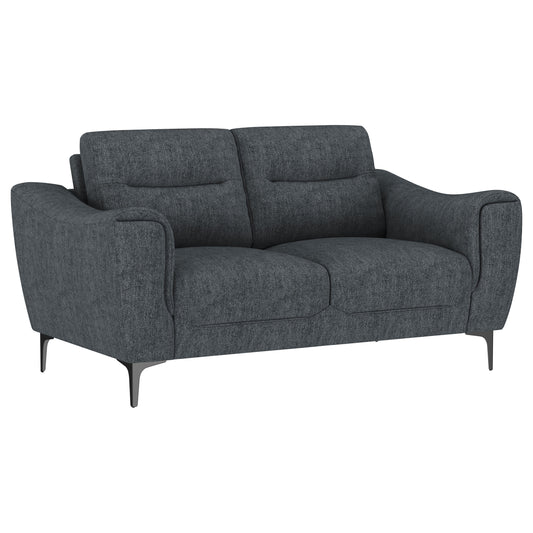 Carmen Upholstered Sloped Track Arm Loveseat Charcoal