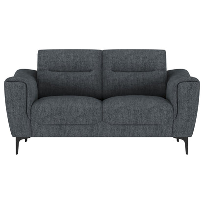 Carmen Upholstered Sloped Track Arm Loveseat Charcoal